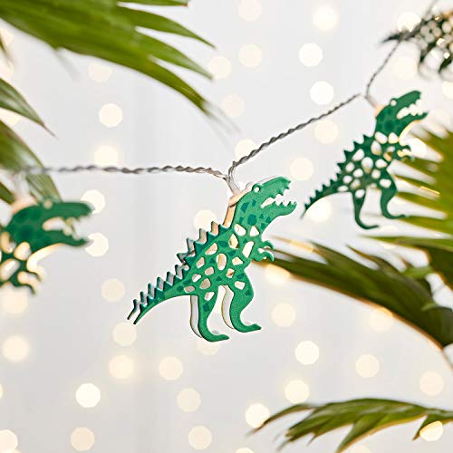 t-rex dinosaur string lights with warm white leds + timer