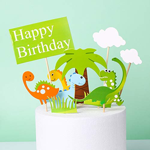  10 pieces dinosaur cake topper, dinosaur cake topper kit, cake toppers zoo, for kids birthday party supplies