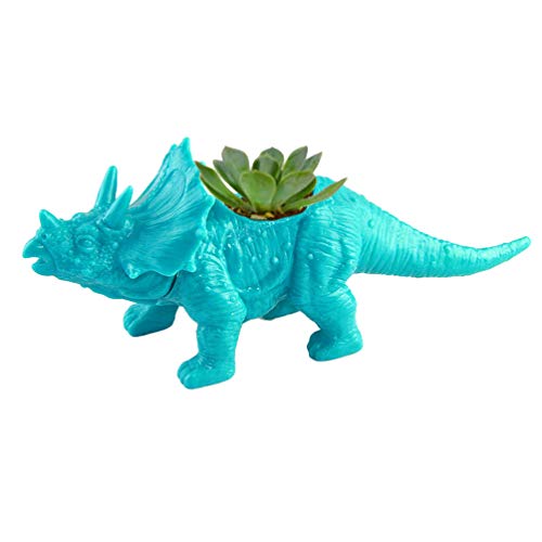 blue triceratops planter