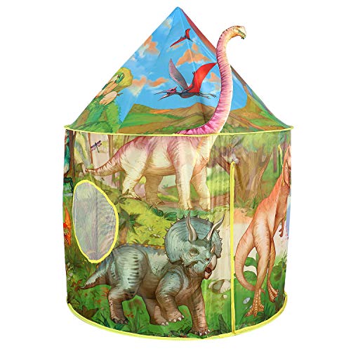  tacobear dinosaur play tent for boys kids dinosaur castle playhouse for indoor and outdoor portable pop up toy tent with carry bag for kids foldable children play tent in dinosaur design