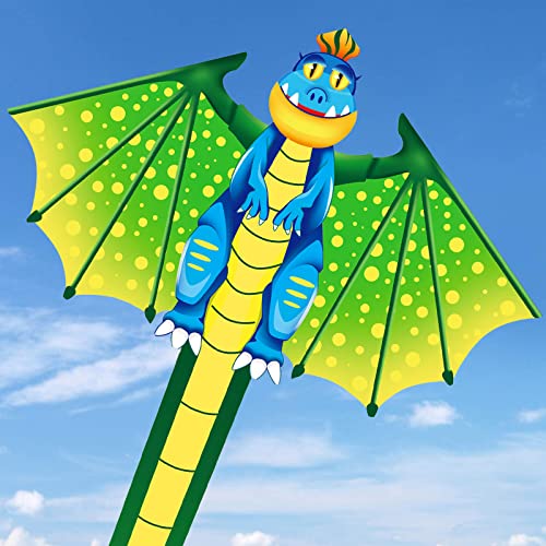  tcvents large dinosaur kites for children easy to fly with colorful long tail, huge kite for kids adults outdoor game,activities,beach trip