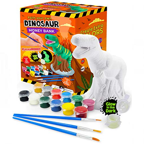  paint your own glow in the dark t-rex money box