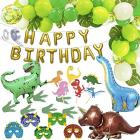 belec dinosaur party decorations party supplies for kids - happy birthday banner & dinosaur balloon arch includes dinosaur balloons, palm leaves, masks, dinosaur cake toppers & dino foot prints Main Thumbnail