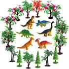 trees cake decorations, orgmemory dinosaurs trees with bases, 21pcs, mini dinosaurs, dinosaur toys, diorama supplies for crafts or cake topper (dinosaurs and trees) Main Thumbnail
