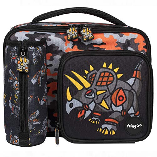 robot triceratops lunch bag