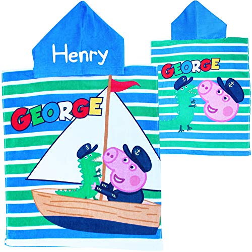 teddyts personalised george and dinosaur hooded poncho towel