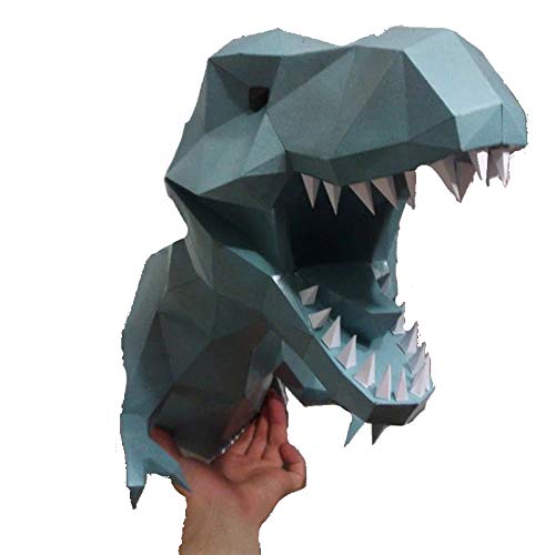 papercraft  t-rex dinosaur head wall mount in various colours