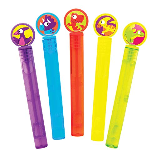 pack of 10 colourful dinosaur bubble wands for kids party bags