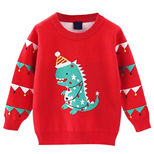 Cute Knitted Dinosaur Christmas Top - Ages 4-5