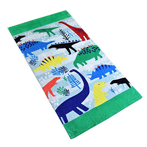 Baogaier Beach Towel Bath Swimming Towel Dinosaur Pattern Cotton Colourful Large 80×160CM Soft and Super Water Absorbent Shower Bath Towel for Kids & Adults Bathroom Home Outdoor Use Traveling Sport