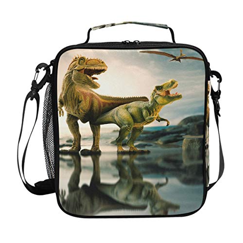 dinosaur lunch bag with adjustable shoulder strap