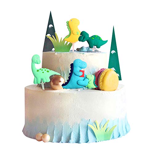  blumomon 4pcs dinosaur cake toppers dinosaur cake decorations dinosaur figures set for dinosaur theme boy girl kid birthday party supplies