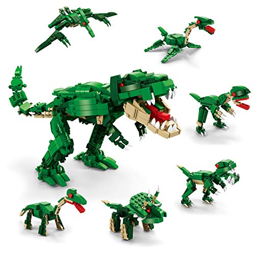 JOYIN OYIN STEM Dinosaurs Toy for Kids, 673 Pcs 6-In-1 Dinosaur Toys Building Block Set, T-rex Building Bricks Dinosaur Toy Set