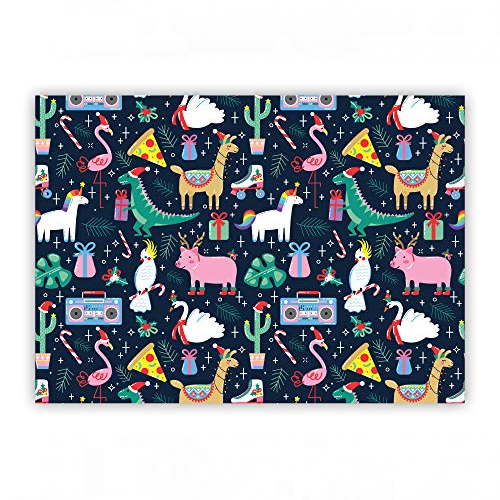 christmas wrapping paper featuring dinosaurs