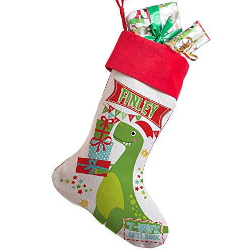 personalised dinosaur christmas stocking