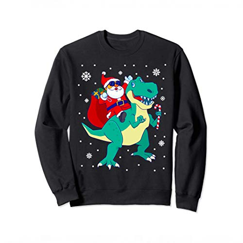 Santa Riding Dinosaur Christmas Sweatshirt - Available in 5 Colours - Adult