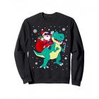 Santa Riding Dinosaur Christmas Sweatshirt - Available in 5 Colours - Adult Main Thumbnail