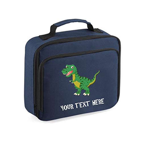 personalised insulated dinosaur school lunch bag
