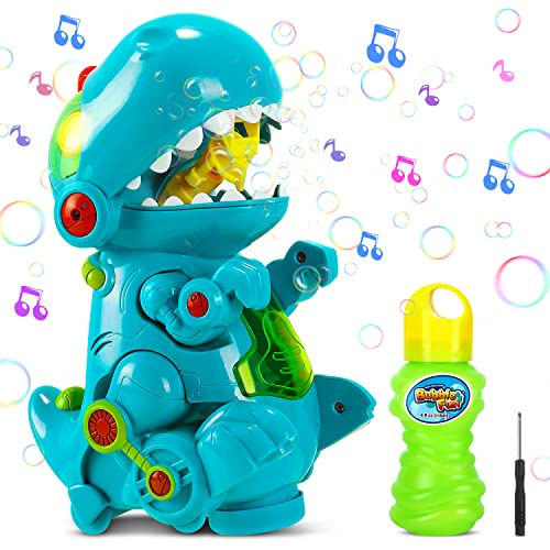 dinosaur walking musical bubble machine with 4oz bubble mix