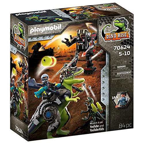 playmobil dino rise: 70624 t-rex, battle of the giants set