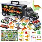 dinosaur  car transporting truck including dinosaurs, race car & play mat Main Thumbnail