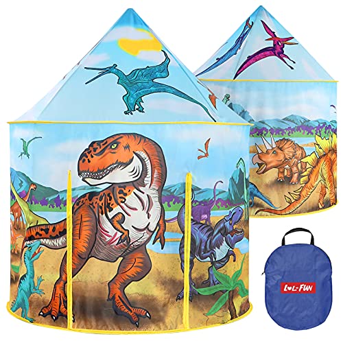  lol-fun kids tent dinosaur toys for 3 year old boys, play tent dinosaur tent for boys ages 3 4 5, pop up tent kids playhouse for toddlers gifts with carry bag