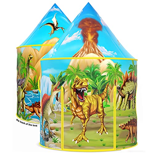 View the best prices for: wilwolfer dinosaur kids tent pop up play tents for boys, extraordinary dinosaur toys & gifts for kids boys & girls, indoor and outdoor playhouse for kids (dinosaur tent)