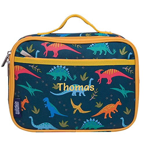 kids personalised dinosaur lunch bag