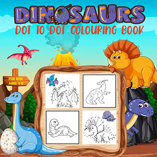large dinosaur dot to dot & colouring book