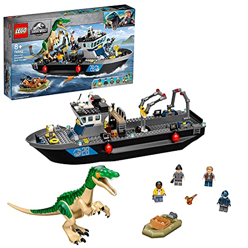 jurassic world lego: Baryonyx Floating Boat Escape Toy with Speedboat - 76942