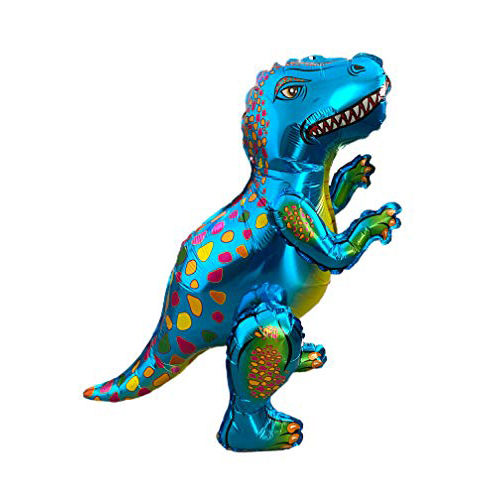 blue t-rex standing party baloon