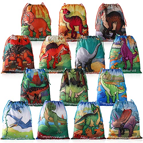 14 piece drawstring dinosaur party bags