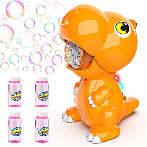 rechargeable dinosaur bubble machine with 4 x solution