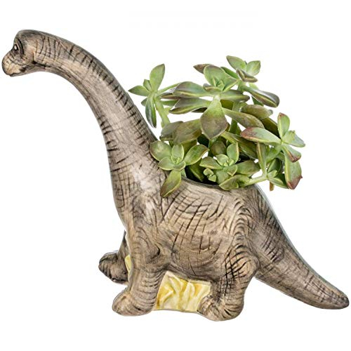 hand-painted ceramic brontosaurus planter