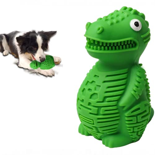 Dog Chew Toys, Indestructible Durable Rubber Dog Toys for Aggressive Chewers, Dinosaur Tough Toys for Training and Cleaning Teeth, Interactive Dog Toys for Large/Medium Dog (Green)