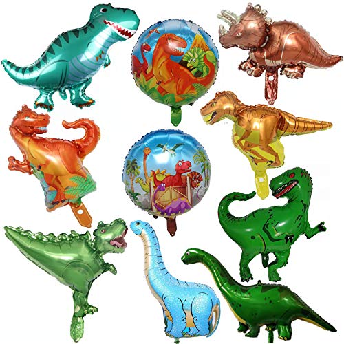10 x reusable foil dinosaur balloons