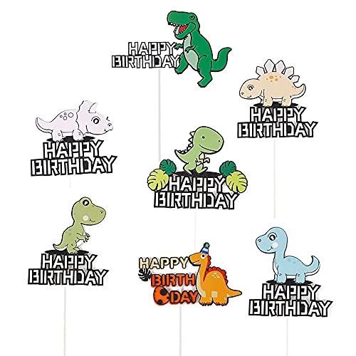 View the best prices for: 7 pack dinosaur happy birthday cake toppers dinosaur cake decorations green glitter dino jungle cake picks baby shower kids birthday party cake decorations supplies