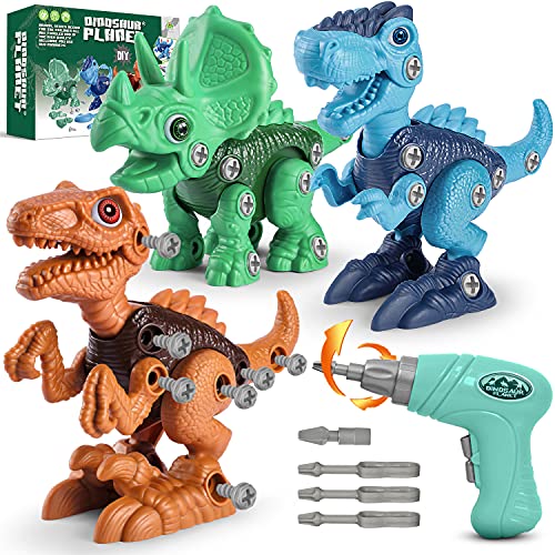 take apart dinosaur toys with construction tools
