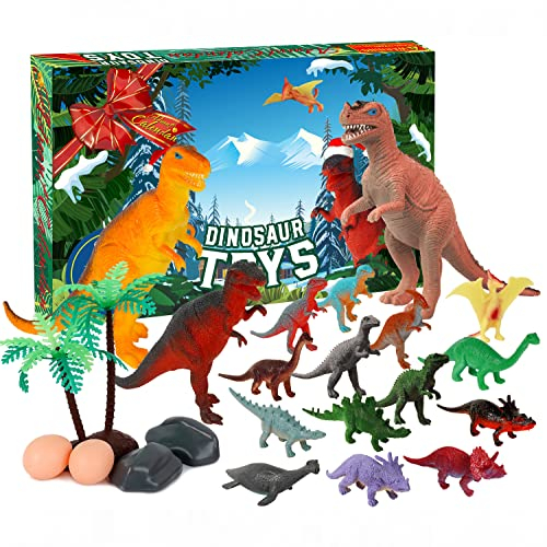 advent calendar with dinosaurs and scenery 