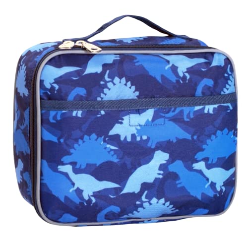 blue dinosaur camo lunch bag
