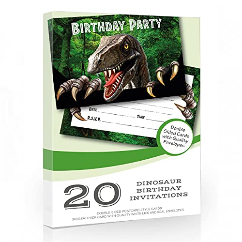 20 x dinosaur birthday party invites with envelopes - olivia samuel