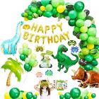 huge!! 220 piece balloon set with free dino masks! dinosaur themed happy birthday party decorations set, dinosaur balloons with stickers, cake toppers, banner, garland! Main Thumbnail