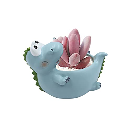 cute powder blue dinosaur flower pot
