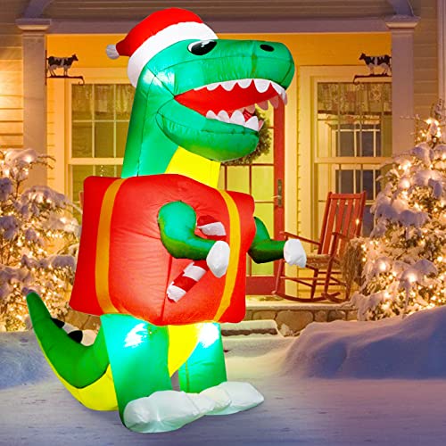 6ft Christmas Inflatable Dinosaur Present