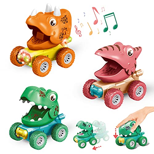 toy dinosaur press & go musical light & sound cars x 3