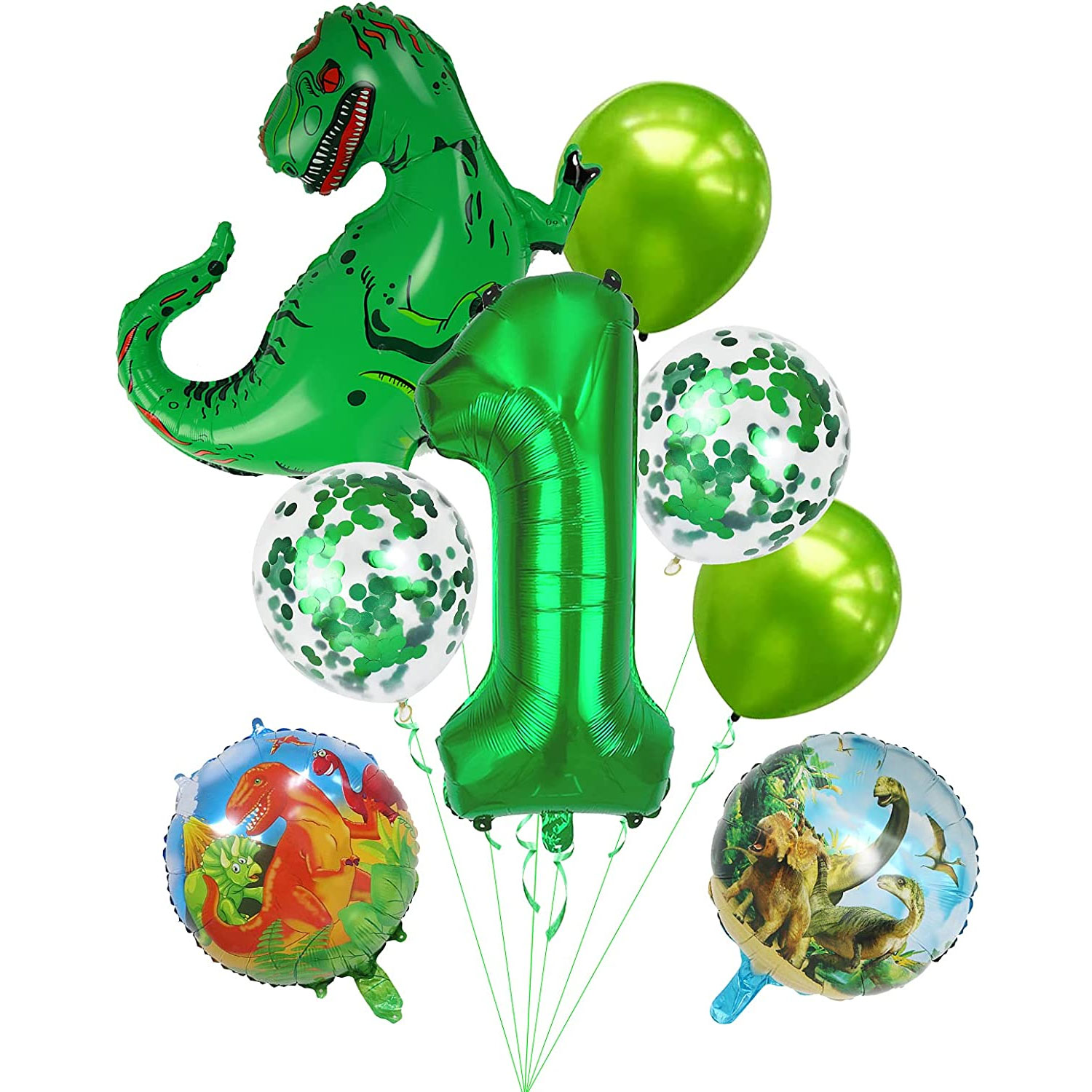 1st Birthday Dinosaur Balloons x 9