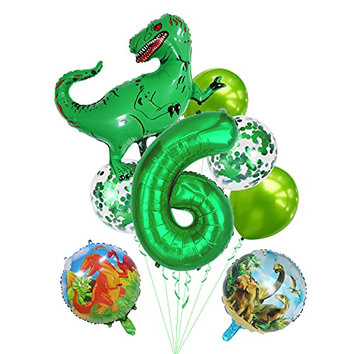 6th Birthday Dinosaur Balloons X 9