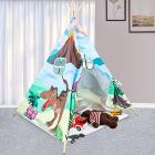 teepee tent for kids - dinosaur play tent with padded floor mat & storage bag, foldable children tipi playhouse toys for boys/girls indoor & outdoor games Main Thumbnail