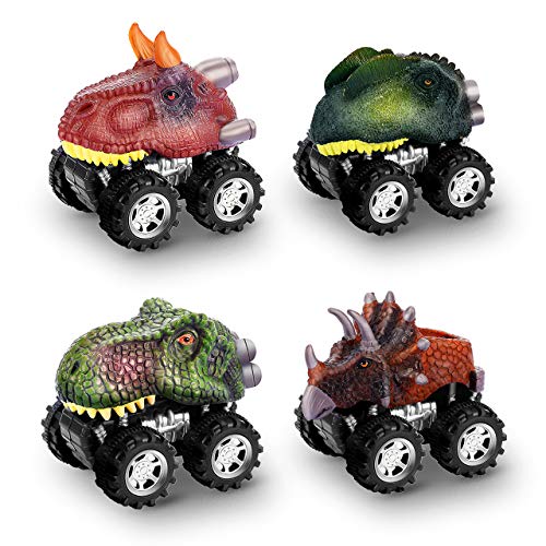 4 x pull back dinosaur head cars