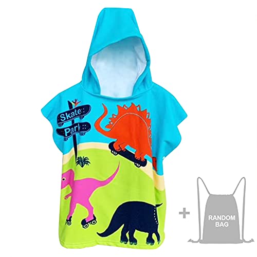 dinosaur kids hooded towel poncho for kids beach towel swimming pool bath towel surfing towel microfibre ultra soft and absorbent bathrobe for boys girls children toddler 2-8 years old